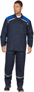 Костюм МОНТАЖ летний, т/синий-василек, 100% х/б (Куртка+брюки)