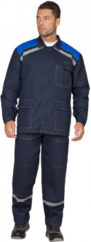 Костюм МОНТАЖ летний, т/синий-василек, 100% х/б (Куртка+брюки)