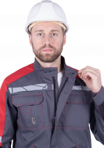 Куртка ХАЙ-ТЕК SAFETY летняя, серый-красный-черный