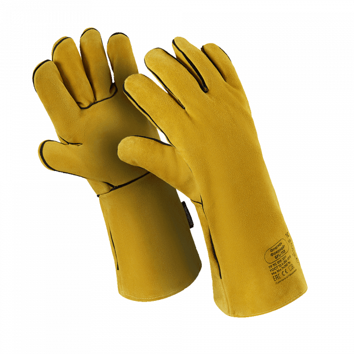 Краги ФЛАГМАН ФАЕРЛАЙТ (TG-691), спилок, интерлок/флис, нить Kevlar®, до 250 °С, 380 мм, желтый
